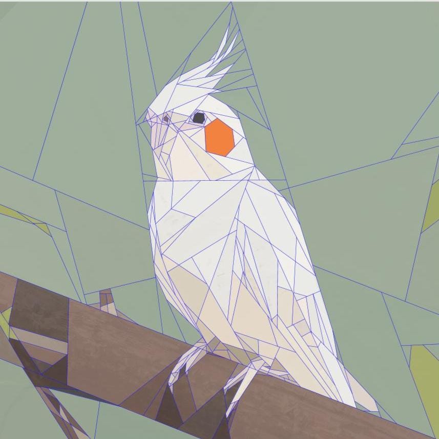 Jasper the White Cockatiel, 14" FPP Quilt Block Pattern