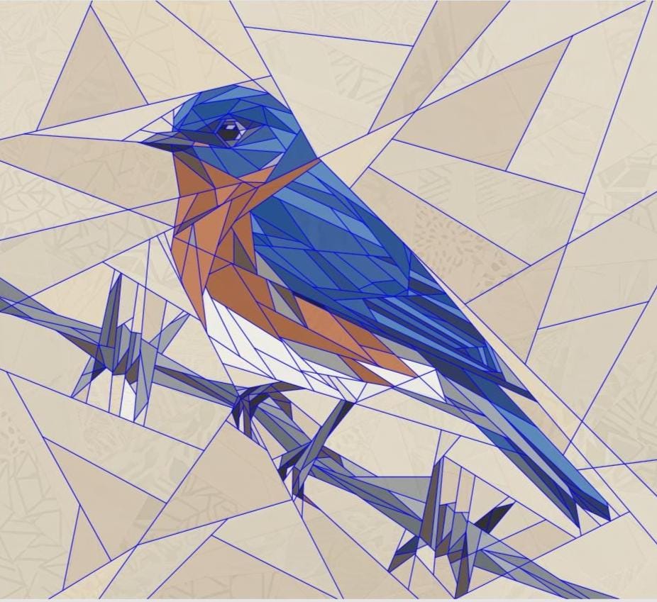 Eastern Bluebird 14" FPP Quilt Block Pattern