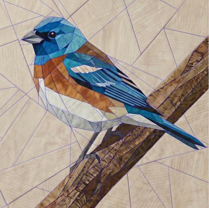 Lazuli Bunting 14" FPP Quilt Block Pattern