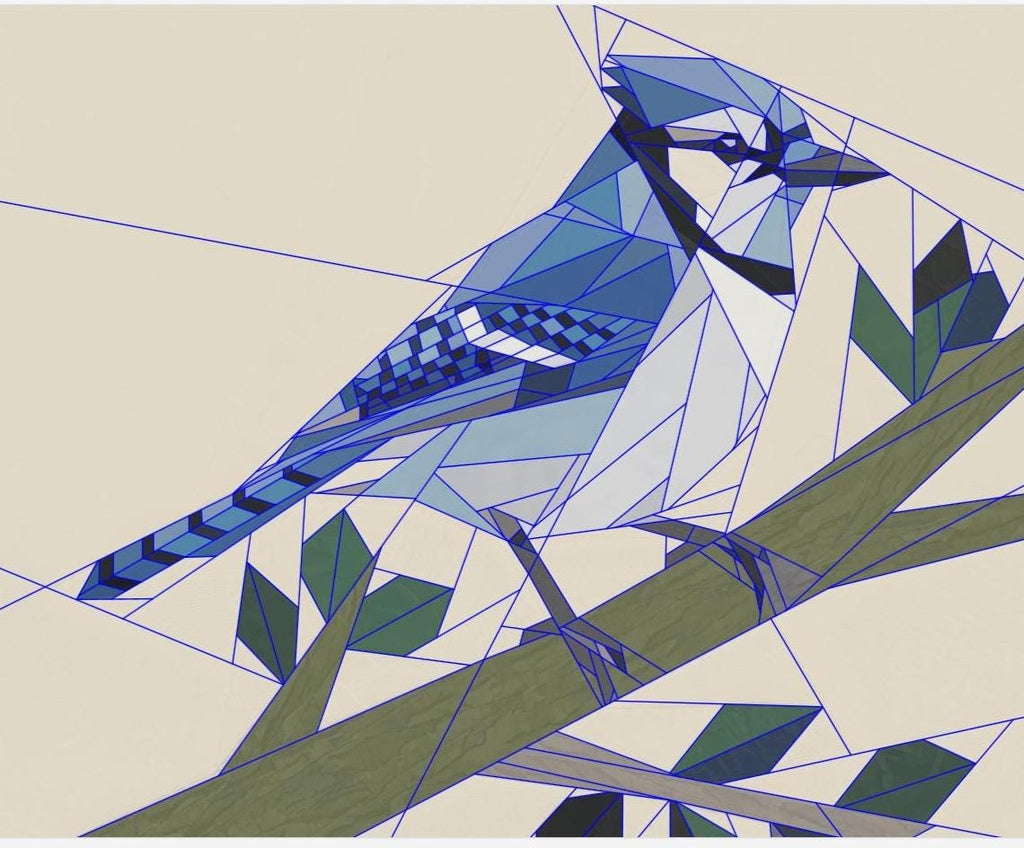Blue Jay 14" FPP Quilt Block Pattern