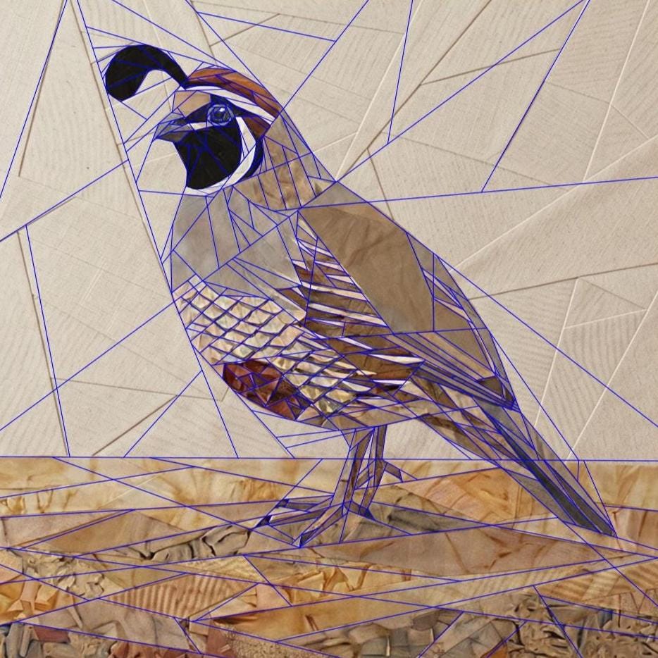 California Quail 14" FPP Quilt Block Pattern