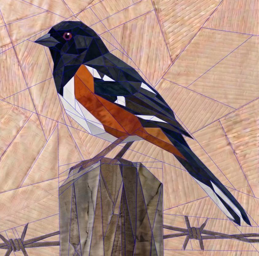 Eastern Towhee 14" FPP Quilt Block Pattern
