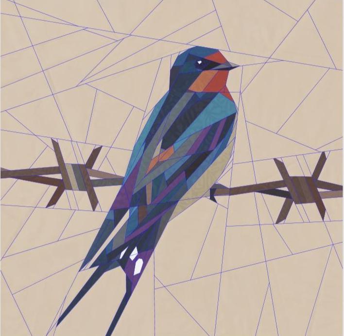 Barn Swallow 14" FPP Quilt Block Pattern