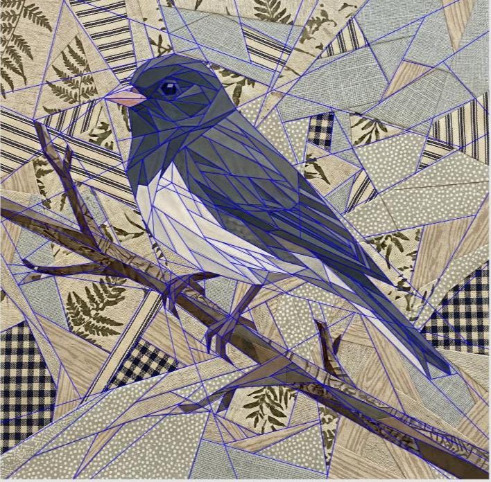 Dark Eyed Junco 14" FPP Quilt Block Pattern