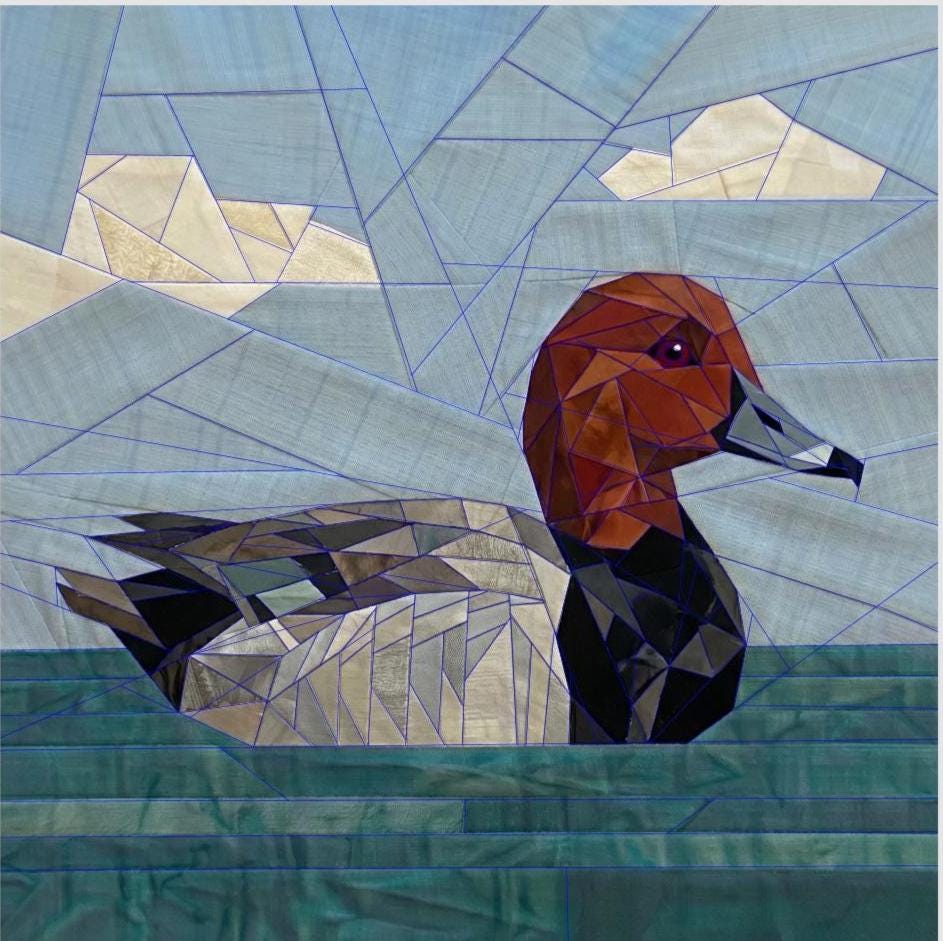 Redhead Duck 14" FPP Quilt Block Pattern