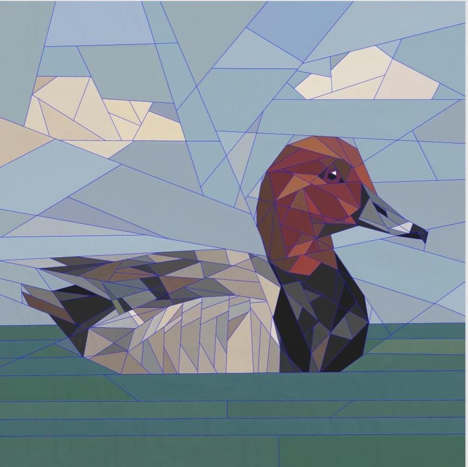 Redhead Duck 14" FPP Quilt Block Pattern