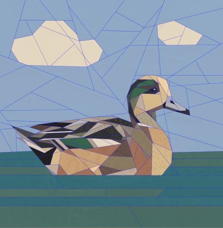 American Wigeon 14" FPP Quilt Block Pattern