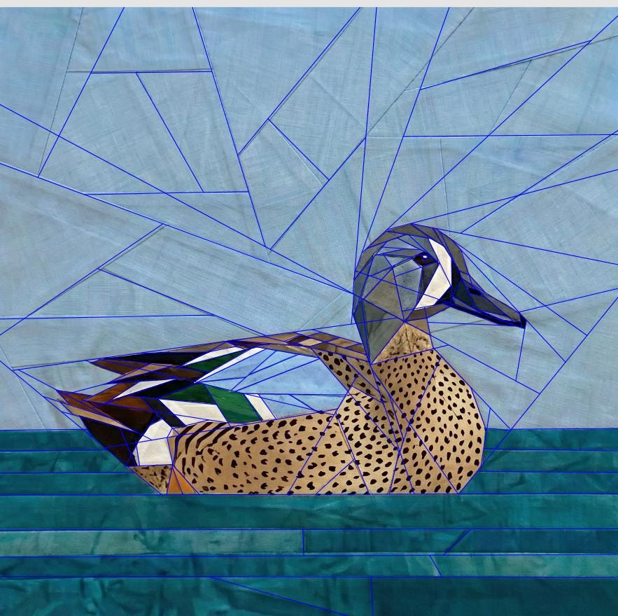 Blue Winged Teal 14" FPP Quilt Pattern