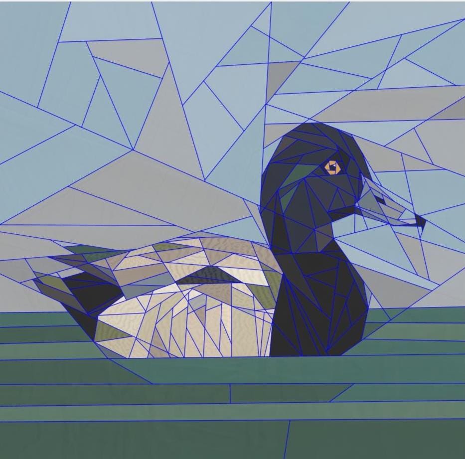 Lesser Scaup 14" fpp quilt block pattern