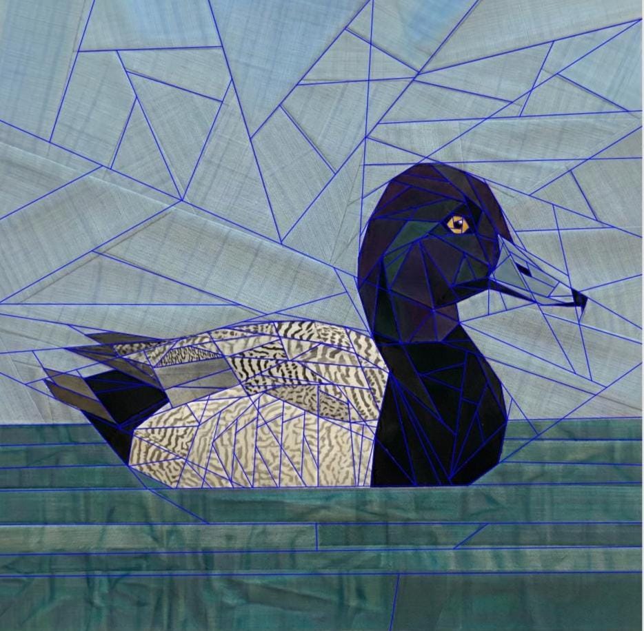 Lesser Scaup 14" fpp quilt block pattern