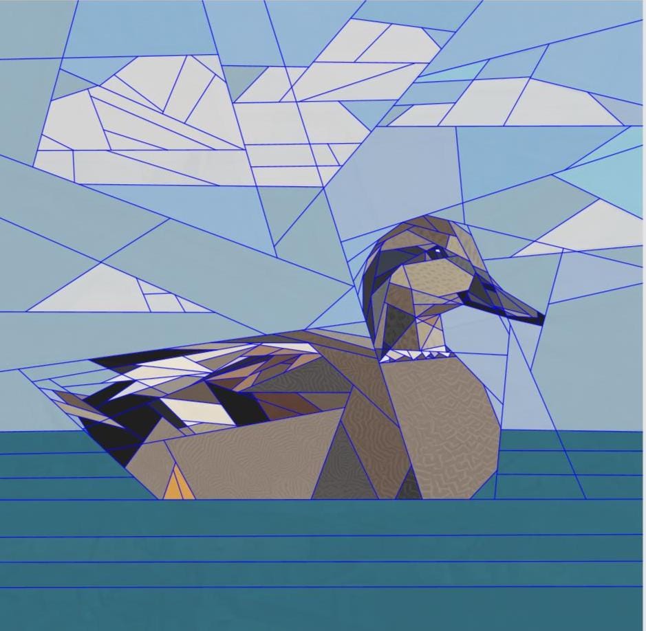 Gadwall Duck 14" FPP Quilt Block Pattern