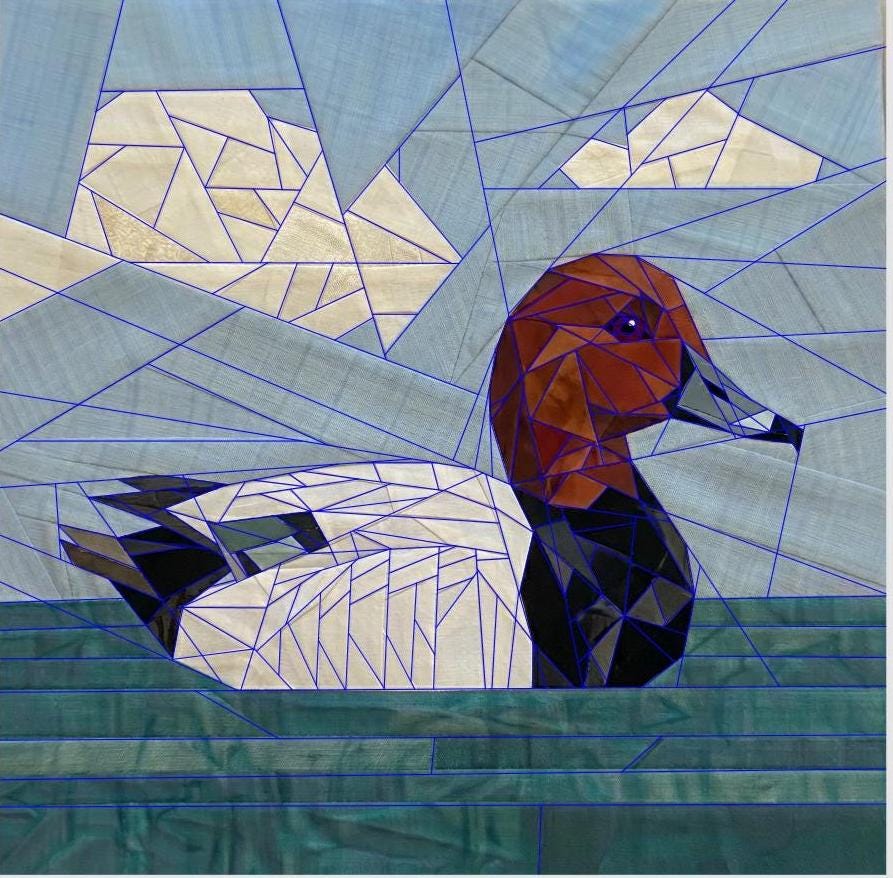 Canvasback Duck 14" FPP Quilt Block Pattern