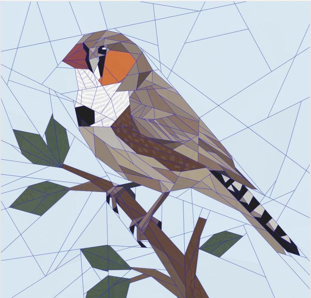 Zebra Finch 14" FPP Quilt Block