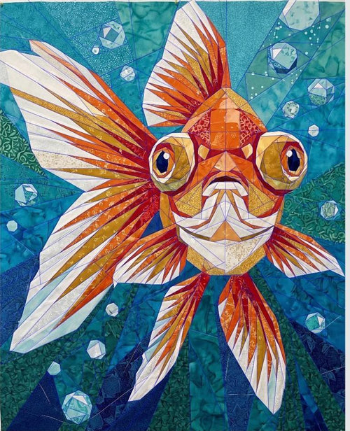 36" x 45" Barnaby the Goldfish,  FPP Wall Hanging Quilt Pattern