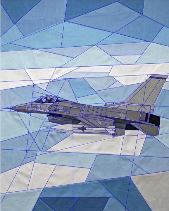 F-16 Fighting Falcon FPP 72" x 90" quilt pattern
