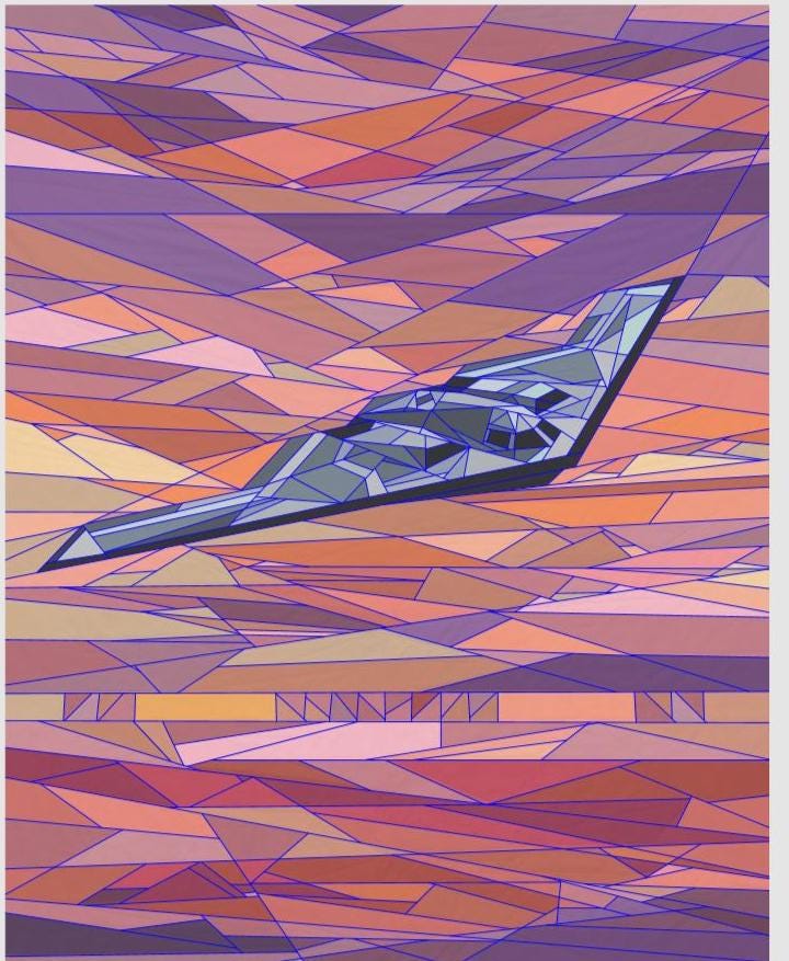 Northrop Grumman B52 Spirit 72" x 90" FPP Quilt Pattern