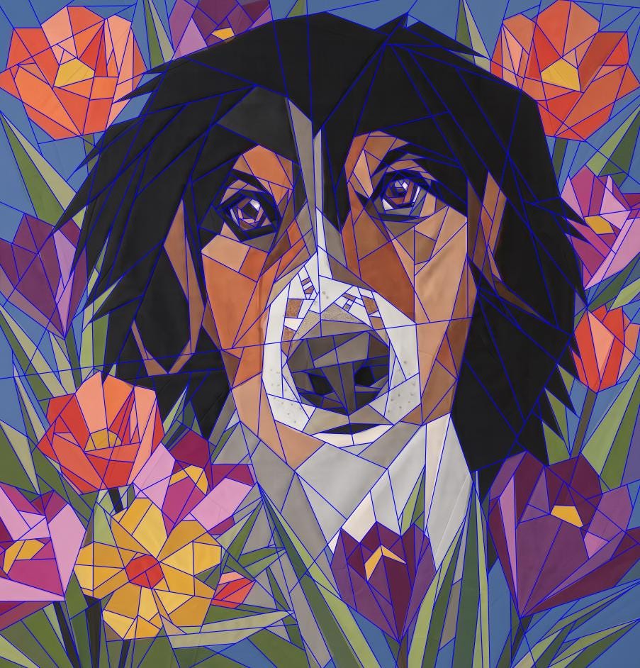 Stuart, 60"x62" Bernese Mountain Dog FPP Quilt Pattern