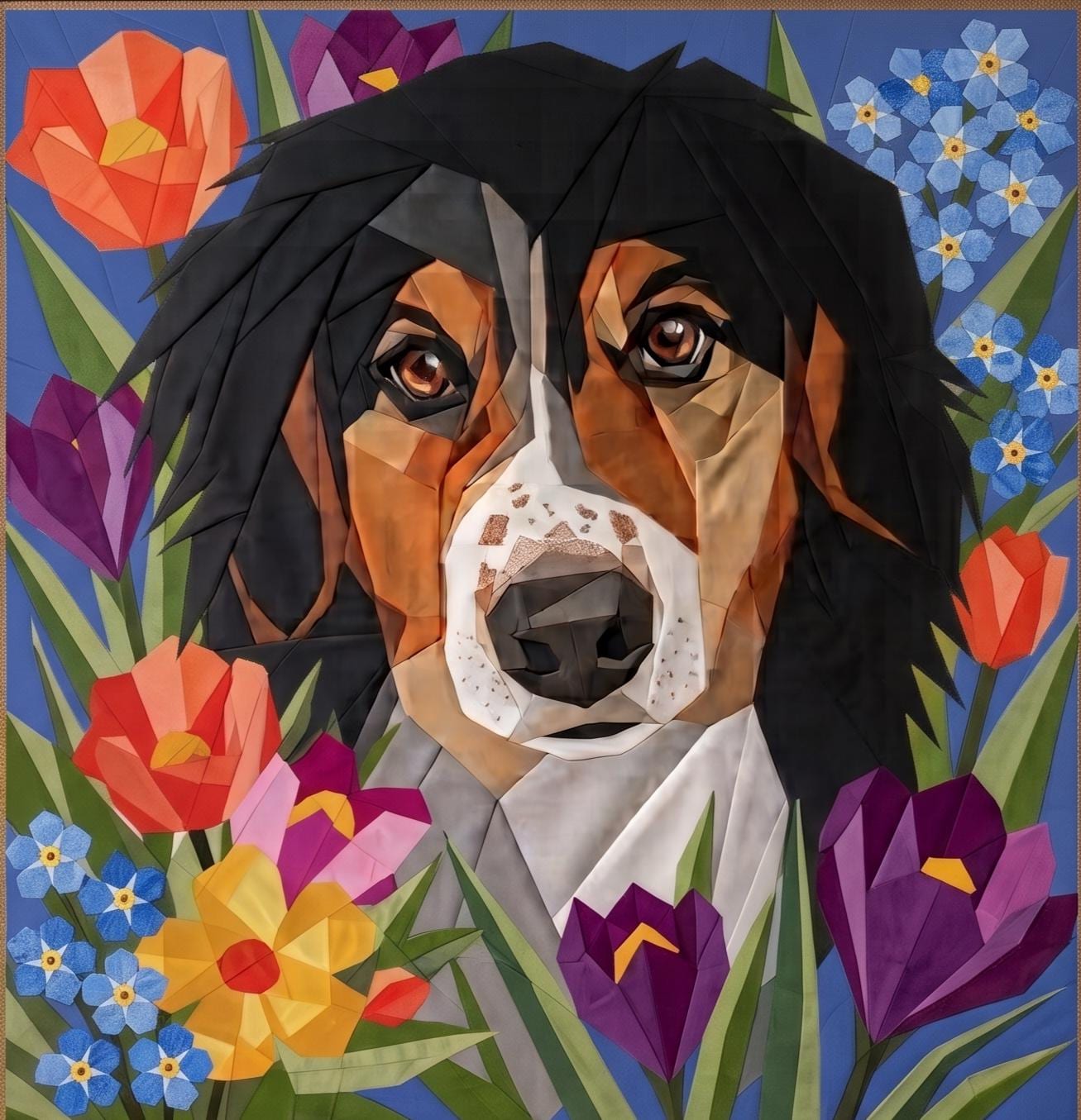 Stuart, 60"x62" Bernese Mountain Dog FPP Quilt Pattern
